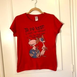 Pinky and the Brain T-Shirt, Red, Women’s Size S / M
